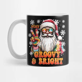 Stay Groovy and Bright Santa Retro Christmas Design Mug
